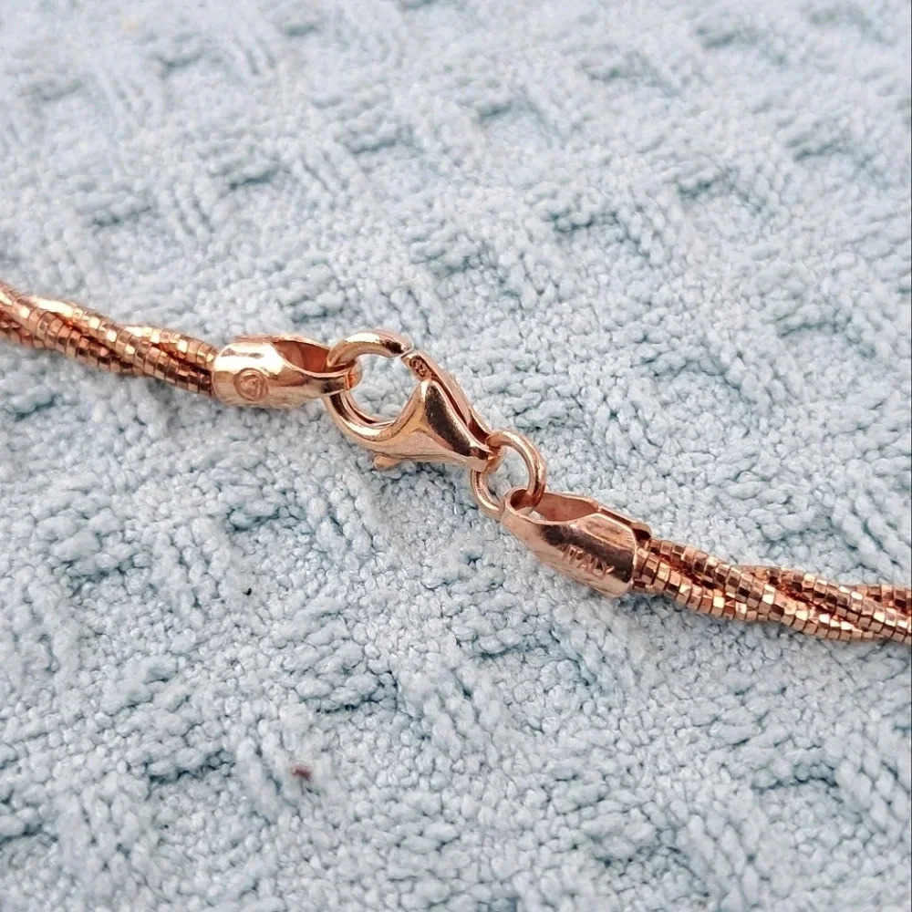 Omega Necklace Triple Twist 14kt Rose Gold Over Sterling Silver - Picture 3 of 7